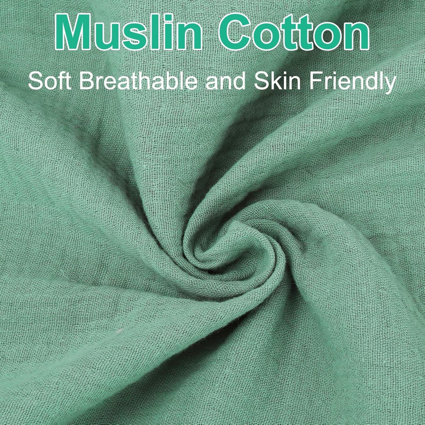 2 Pack Muslin Fitted Crib Sheets for Baby Girls & Boys-Neutral Breathable Crib Mattress Protector for Standard Crib Mattress (28"x 52") -Soft No Slip Toddler Cotton Bedding-Green & Grey