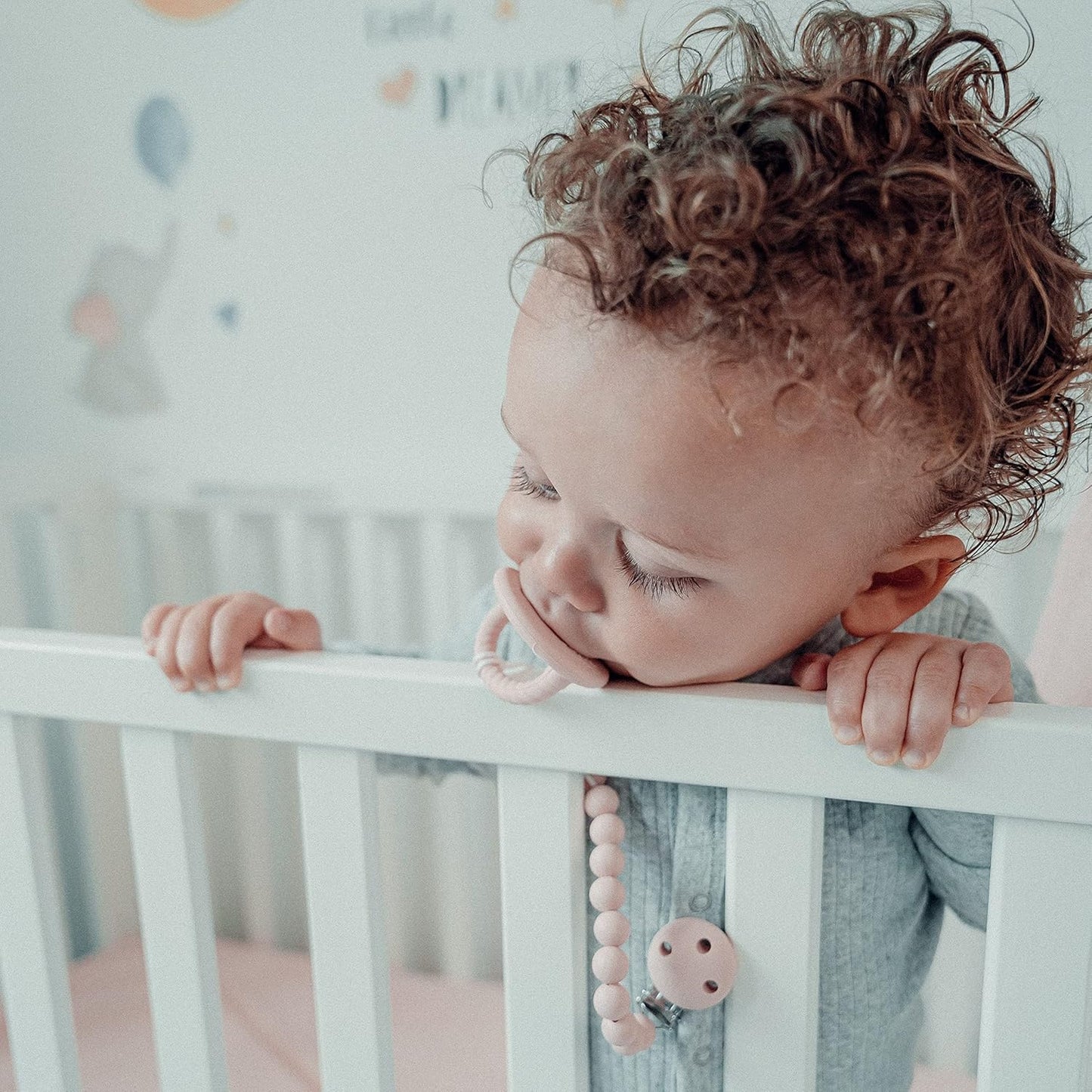 Comfy Cubs Pacifier Clips 2 Pack - 100% Food Grade Silicone Baby Pacifier Clips, BPA & PVC Free - CPSIA Certified, Lightweight and Flexible Baby Gifts - Blush