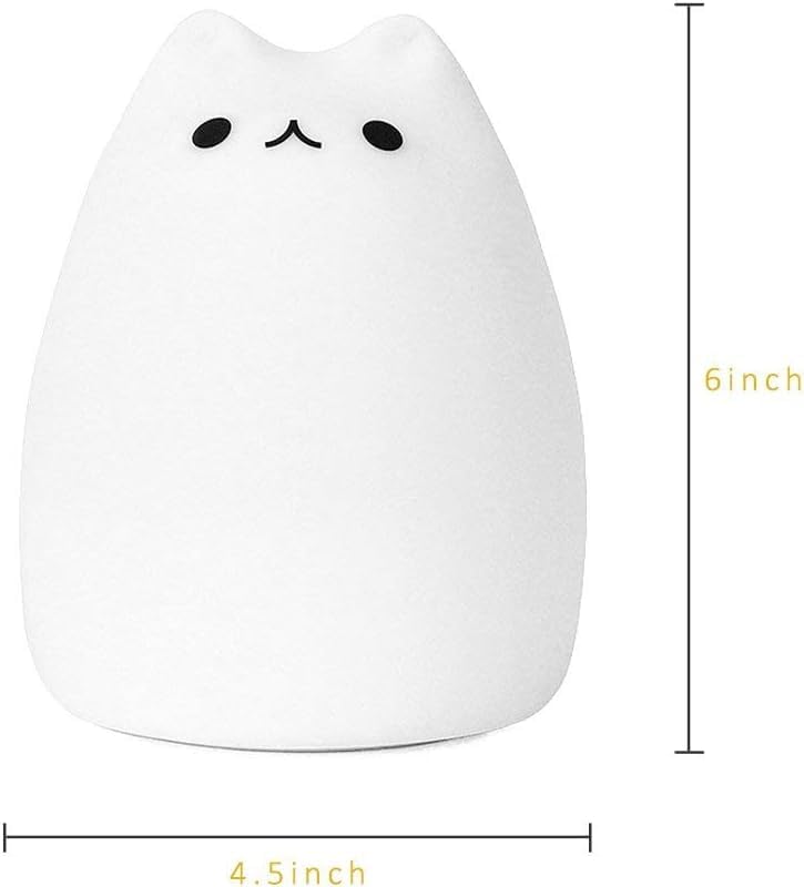 Celebrity Cat USB Rechargeable Silicone 7-Color Changing LED Night Light for Kids & Baby, Nursery & Bedroom Nightlights, Christmas Gifts