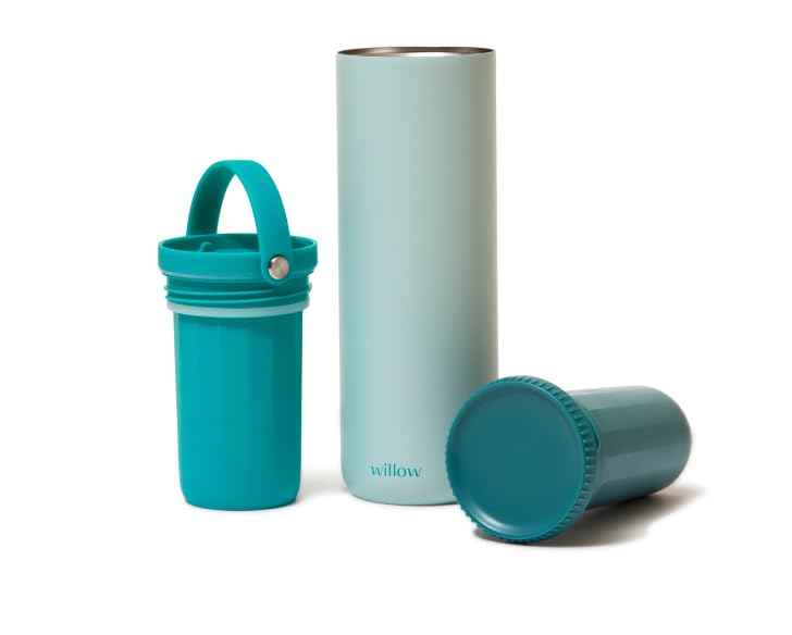 Willow - Portable Breastmilk Cooler - Keeps Breast Milk Cold for 24 Hours - Stainless Steel - Insulated - Reuseable - Breastfeeding Essentials - Storage Container w/Gel Ice Pack - Teal- 16oz