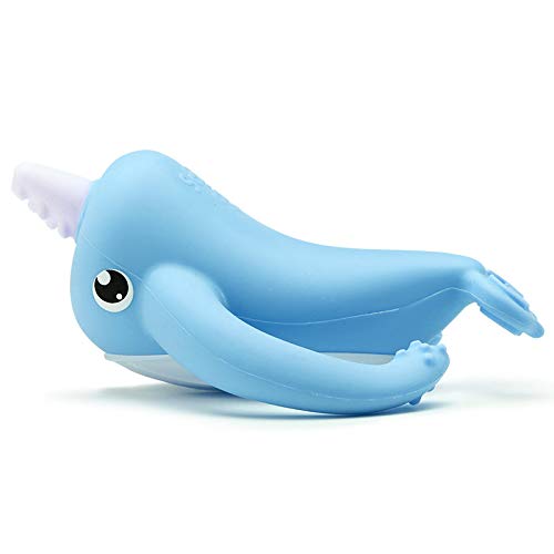 Smily Mia Narwhal Silicone Baby Teether for 3-6Months, Teething Toys 6-12Months, Best Toys for 4Months Babies, Sensory Toys for Teething Babies, Chew Toys for Teething Pain Relief, Blue