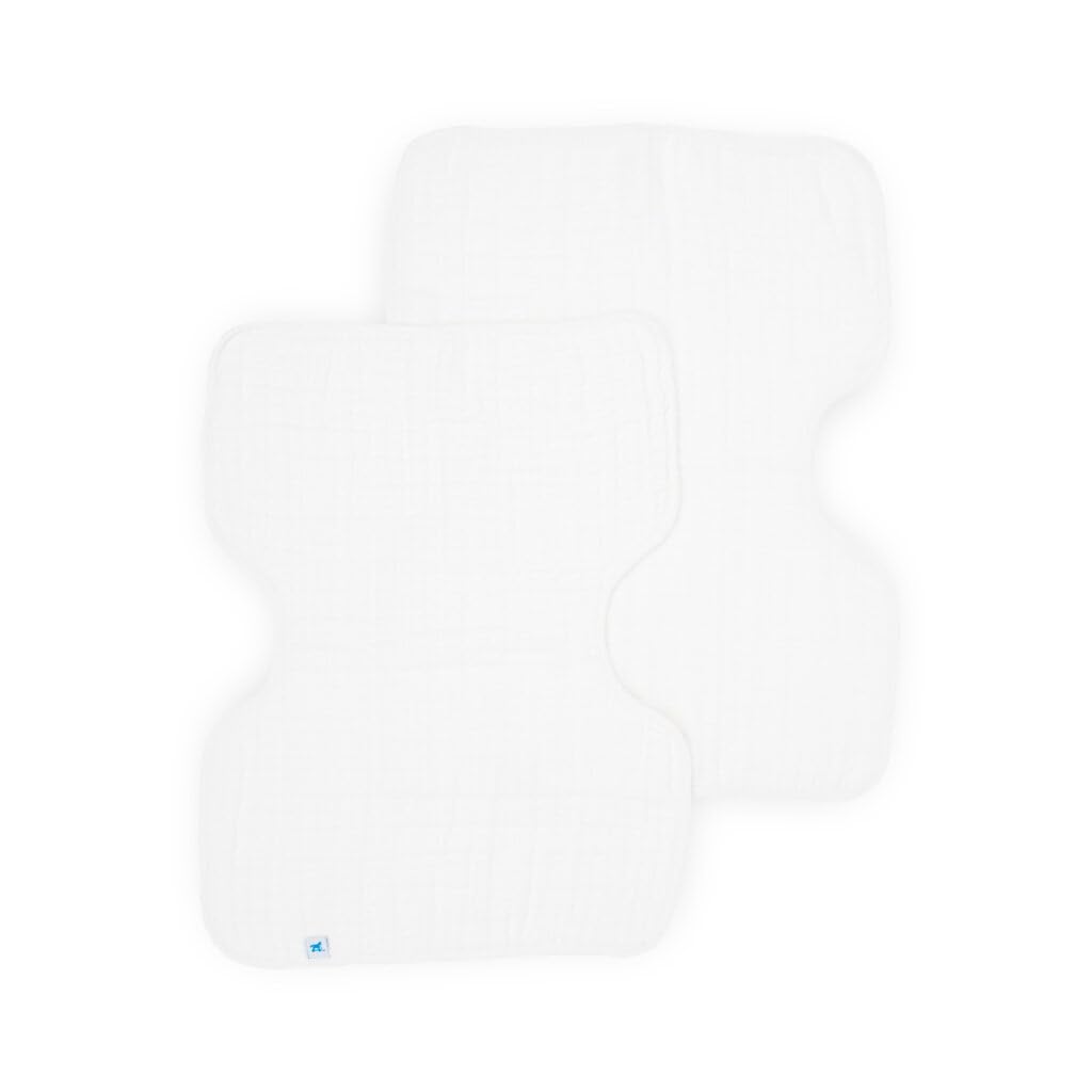 Little Unicorn Ultra-Absorbent Premium Burp Cloth 2 Pack | Soft on Baby's Skin | Larger Size | Ergonomic Design | Set of 2 (White)
