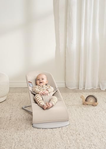 BabyBjörn Bouncer Bliss, Woven Mélange, Light Beige | 2-in-1 Adjustable Baby Bouncer Seat and Toddler Chair, Newborn to Toddler (8-29 lbs), 4 Positions, Lightweight & Portable