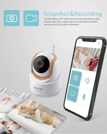 nannio Smart Baby Monitor Camera, Wi-Fi Remote Acess, HD Pan-Tilt-Zoom Smart Camera for Phone with 2-Way Audio, Clear Night Vision, Temp Sensor, No Monthly Fee (Compatible Connect Smart Baby Monitor)