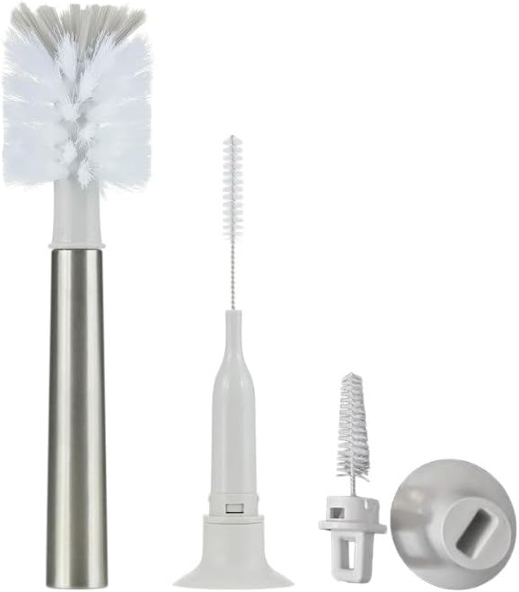3-in-1 Stainless Bottle Brush for Baby Bottles - Water Bottle Brush Cleaner with Nipple and Straw Brush, Long Bottle Washer, Cup and Tumbler Cleaner Brush. (Pack of 2)
