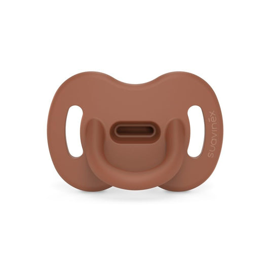 Color Essence SX PRO Silicone Baby Pacifier 1Pk, Made with 100% Soft Silicone, Baby Essentials Perfect for Breastfeeding Babies, Designed in Spain, 6-18 Mths, Sunset Orange