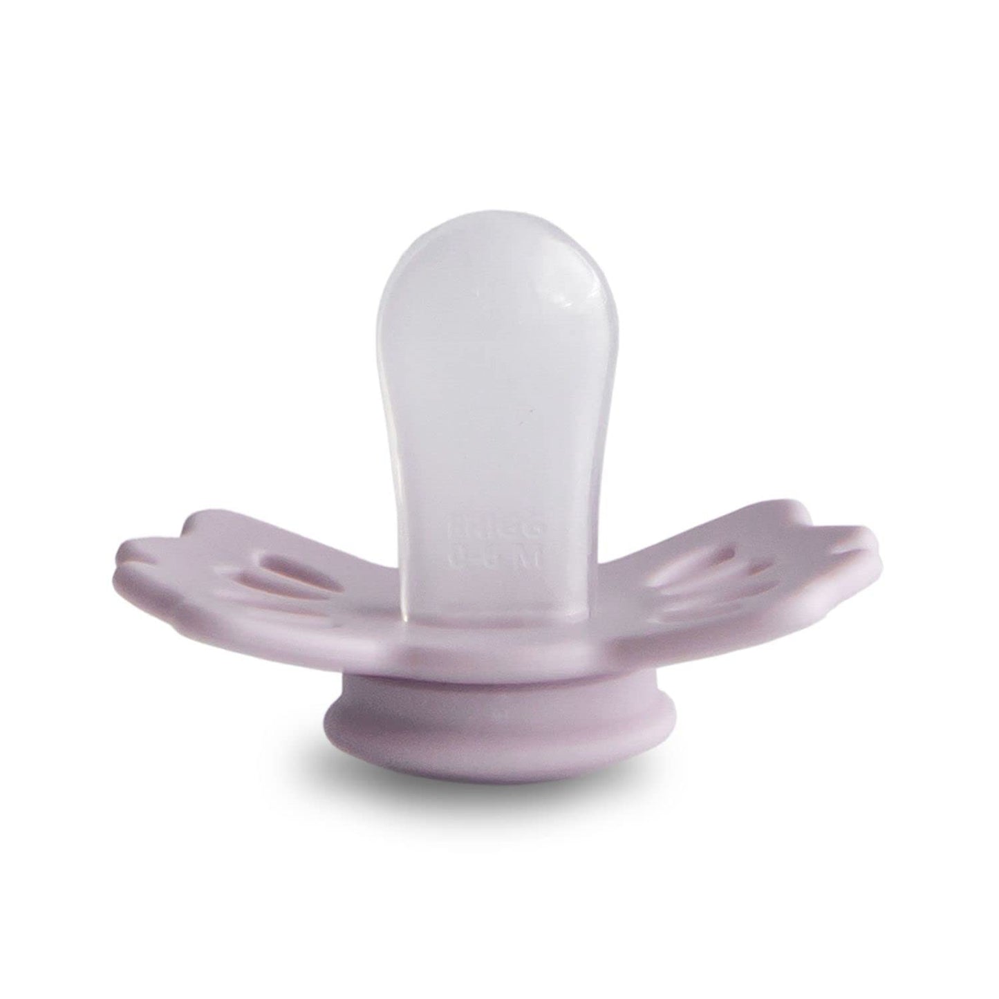 FRIGG Lucky Symmetrical SilkySoft Silicone Baby Pacifier | Made in Denmark | BPA-Free (Soft Lilac/Pretty in Peach, 0-6 Months)