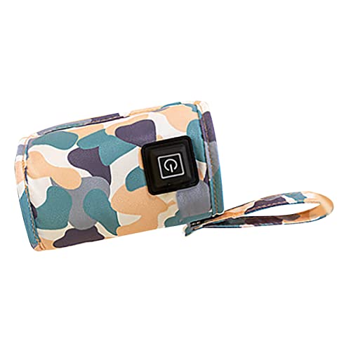 USB Milk Bottle Warmer Bag, Adjustable Temperature 40℃-60℃ with USB Port for Night Feeding Travel Home Use Compatible with Most Bottles‌ 5V 2A (White)