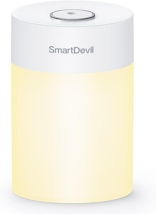 SmartDevil Small Humidifier, Portable USB Personal Desk Humidifier for Bedroom, Plants, Office, Travel, Nightstand with Night Light, Auto Shut-Off, Super Quiet