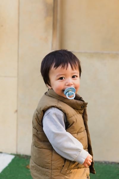 BIBS Colour Pacifier 2-Pack, BPA Free Dummy Binky, Round Nipple. Natural Rubber Latex, Made in Denmark, Size 2 (6-18 Months), Mushroom/Breeze