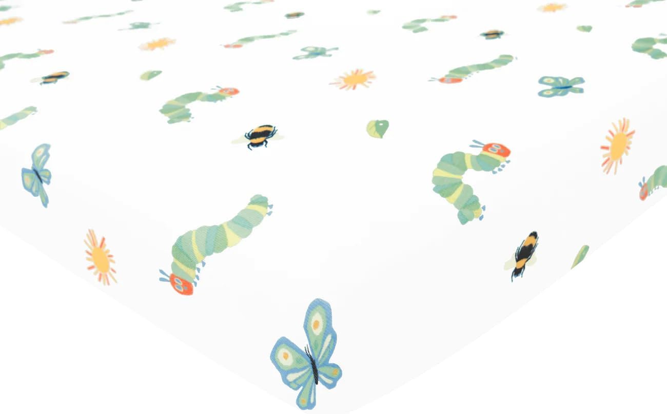 Kyte Baby Soft Crib Sheet - Standard Fitted Crib Sheet Made with Rayon from Bamboo, Ultra-Gentle and Breathable (Very Hungry Caterpillar)