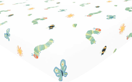 Kyte Baby Soft Crib Sheet - Standard Fitted Crib Sheet Made with Rayon from Bamboo, Ultra-Gentle and Breathable (Very Hungry Caterpillar)
