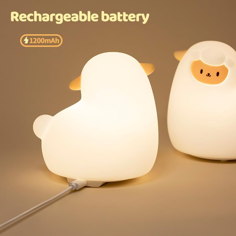 Alpaca Night Light – Silicone Rechargeable Touch-Controlled Dimmable RGB Lamp with Adjustable Brightness & Multiple Color Modes – Ideal for Kids' Nursery, Bedroom, and Bedtime Décor