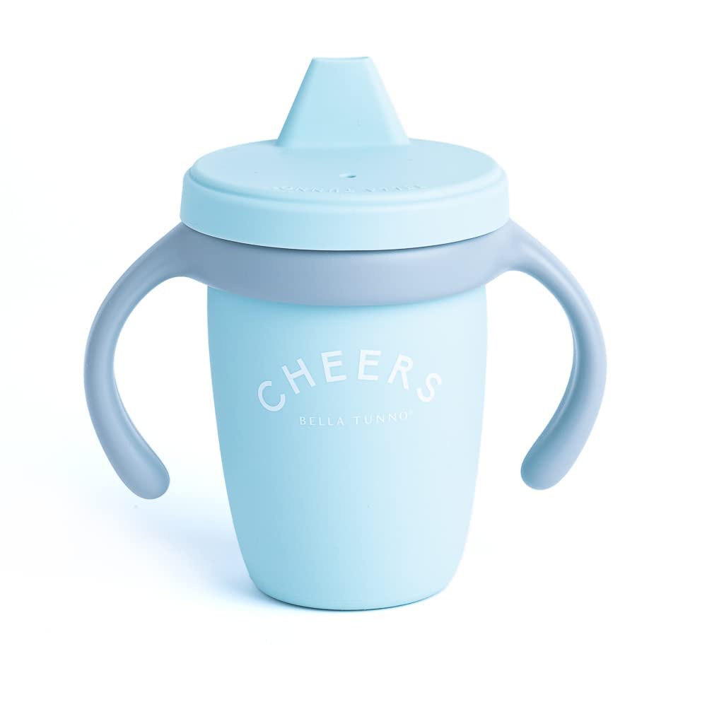 Sippy Cup by Bella Tunno, Silicone Training Cup with Transition Handles for Infants, Toddlers & Kids, Babies 6-12 Months & Toddlers 1-3 Years, Boys & Girls, Cheers, 8 oz
