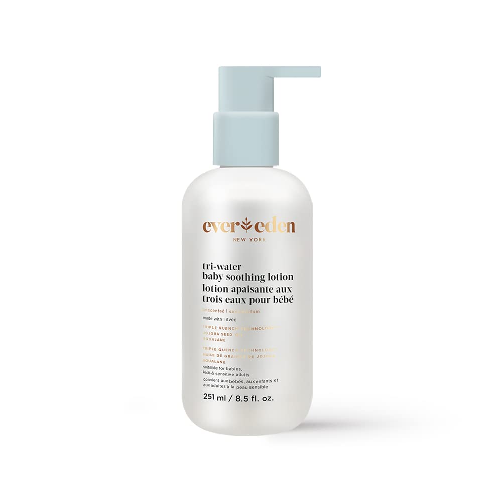 Evereden Tri Water Baby Lotion, 8.5 fl oz. | Clean and Clean Baby Care | Non-toxic and Fragrance Free | Ingredients