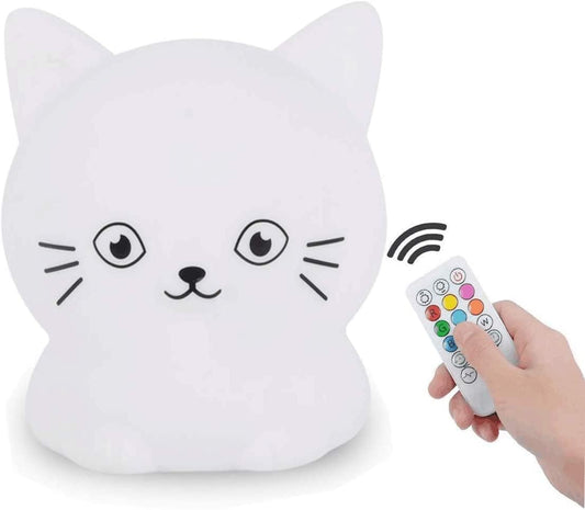 Night Light for Kids, Bedside Lamp for Children, Baby Nursery Lamp for Breastfeeding Safe, Break Resistant, Eye Caring, Adjustable Brightness & Color, Touch Control, Child Gift/Bedroom - Cat