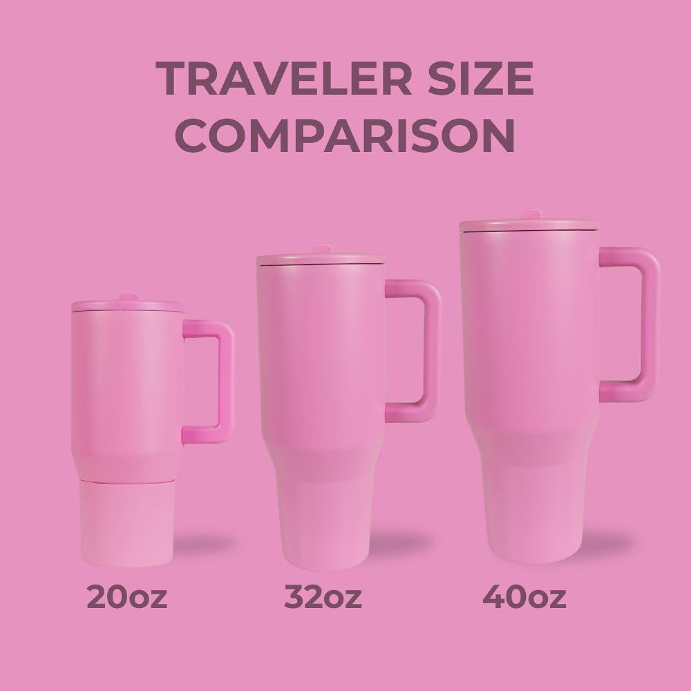 HydroJug Traveler - 40 oz Water Bottle with Handle & Flip Straw - Fits in Cup Holder, Leak Resistant Tumbler-Reusable Insulated Stainless Steel & Rubber Base - Gifts for Women & Men, Taffy