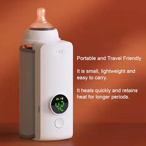 Bottle Warmer, Portable Baby Bottle Warmer for Travel, Baby Milk Warmer with LED Display, Accurate Temperature Control, USB Warmer Bottle, Comfortable Baby Feeding on The Go