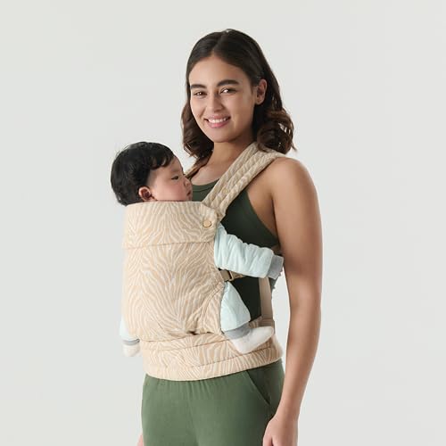 Baby Carrier for Newborns to Toddlers | Cozy Wrap with Lumbar Support | Soft Fabric, 7-35lbs Adjustable Fit | Beige Zebra Pattern