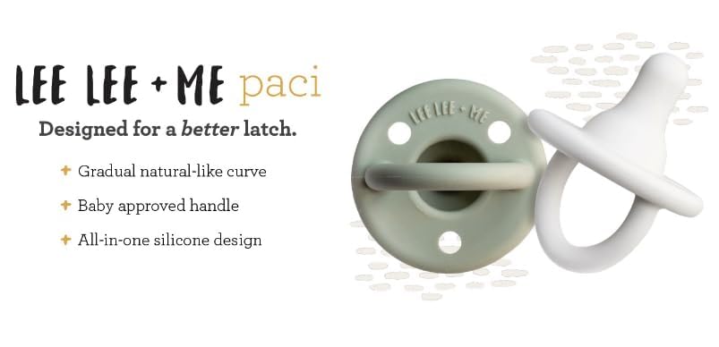 Lee Lee and Me Paci - Sage Color - 100% Medical Grade Silicone Pacifier Breast-Like Nipple Design for Better Latch - Size 0-18 Months