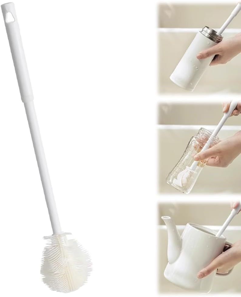 360° Flexible Silicone Bottle Brush with Long Handle, Deep Cleaning Brush for Long Bottle, Narrow Neck Bottle, Water Bottles, Baby Bottles, Flasks (1PCS)