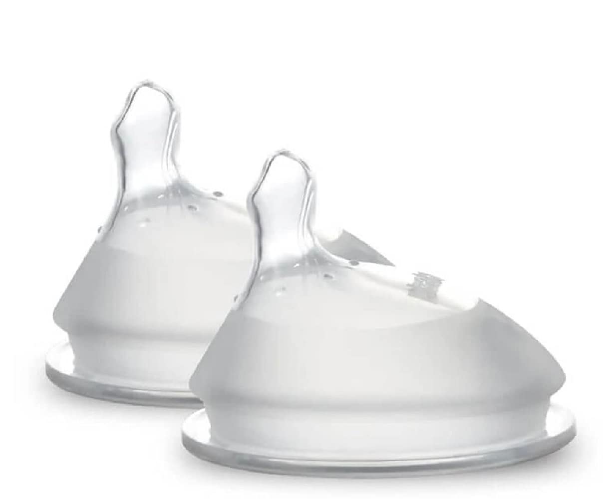 Haakaa Generation 3. Silicone Baby Bottle Nipples, Orthodontic, Anti-Colic, Wide Neck, 100% Medical Grade Silicone, Fit All Haakaa Baby Bottles, 2 PK (Size M)