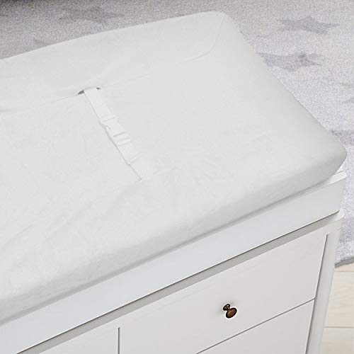 American Baby Company Heavenly Soft Chenille Fitted Contoured Changing Pad Cover, White, for Boys and Girls