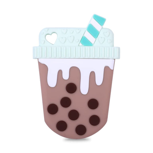 Baby Silicone Teether,Sensory Chew Toys,BPA Free Soft and Effective Infant Teething Pain Relief Toys,Freezer Safe,Food Grade Silicone,Best Shower Gift for Boys and Girls (Bubble Tea)