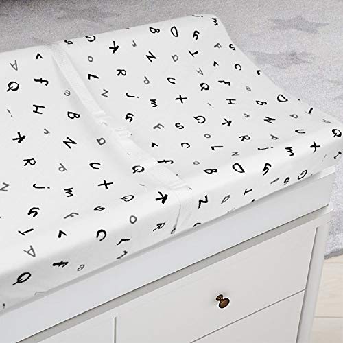 American Baby Company Printed 100% Cotton Knit Fitted Contoured Changing Table Pad Cover/Sheet - Compatible with Mika Micky Bassinet, Alphabet, for Boys and Girls