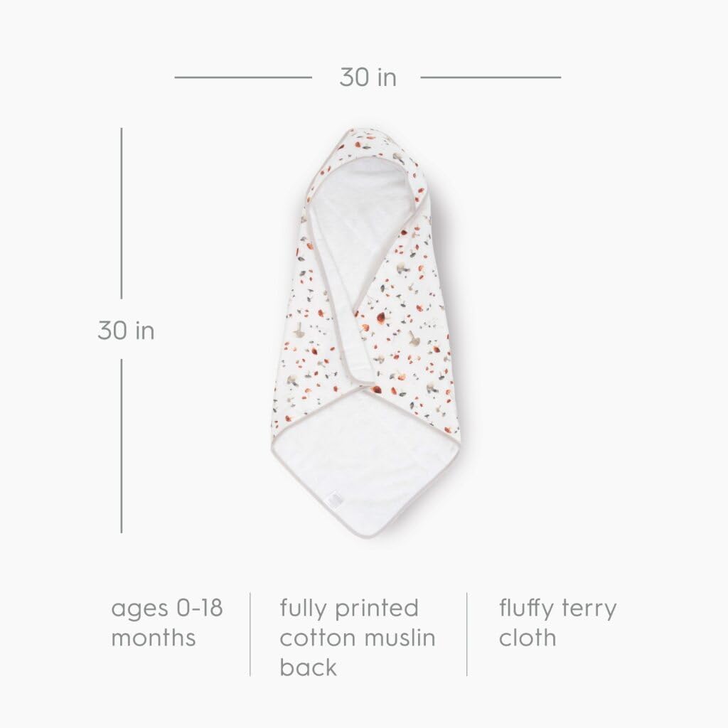 Little Unicorn Premium Infant Hooded Bath Towel| Soft & Absorbent Cotton & Terry Fabric for Newborns (Mushrooms)