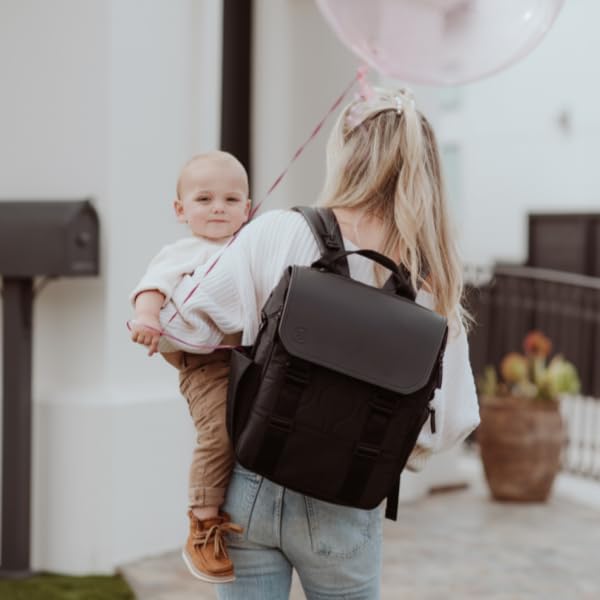 PAPERCLIP Diaper Bag Backpack with Patented Changing Station - Unisex Baby Bag for Travel - Large Eco-Friendly Diaper Bags for Mom and Dad (Forest Black)