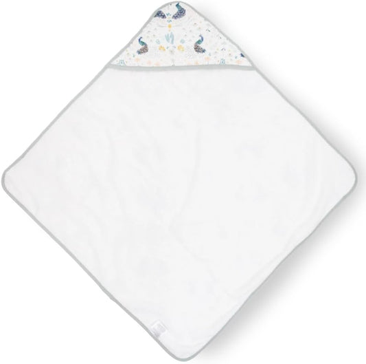 Little Unicorn Premium Infant Hooded Bath Towel| Soft & Absorbent Cotton & Terry Fabric for Newborns (Peacock)