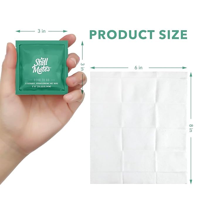 Stall Mates Wipes - Try Me Pack | Flushable Wipes | Individually Wrapped | Travel Friendly | Unscented with Vitamin-E & Aloe | (10 on-the-go singles)