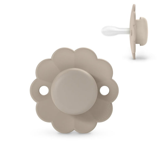 Suavinex Wonder Baby Pacifier, SX Pro Silicone Nipple, Reversible, Non Irritating Shield Design, Pacifiers 6-18 Months, Made in Europe, Gray Clouds