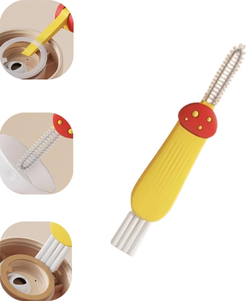 3 in 1 Cup Lid Cleaning Brush, 2024 New Crevice Cleaning Brush Set for Baby Bottle Gap Tight Spaces Cup, 3 in 1 Multifunctional Cleaning Brush Portable Cup Lid Cleaner with Brush(B)