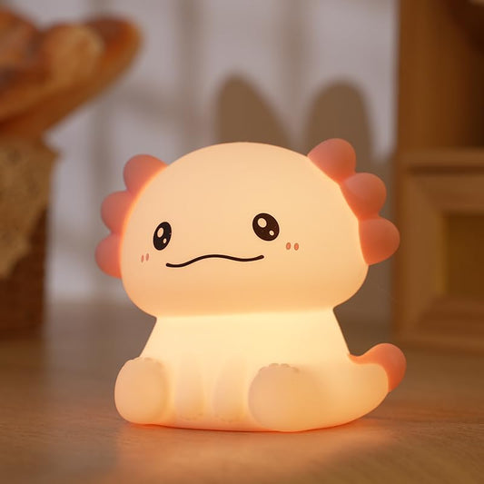 Cute Cartoon Nursery Night Lights, Animal Design Safe Silicone Soft LED Nursery Lamp for Toddler Room Decoration (Axolotl)
