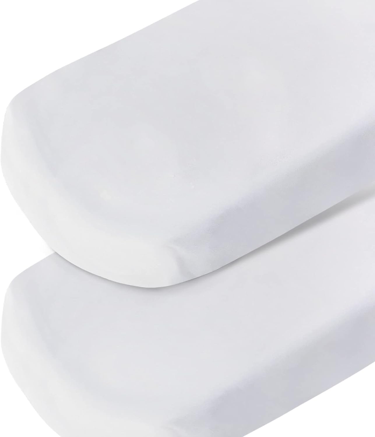 Bassinet Sheet 2 Pack Cotton Fitted Sheets Set for Oval Rectangle Hourglass Bassinet Mattress and Moses Baskets, Super Soft and Breathable Cover for Baby Girl Boy 32''x16''x4'', White