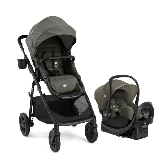 Ginger and Rue Travel System - 4-in-1 Modular Travel System with Pramette, Lightweight Infant Car Seat & Anti-Rebound Base (Evergreen)