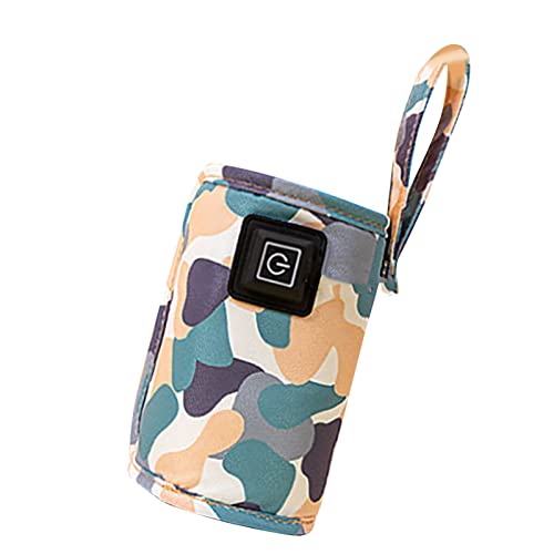 USB Milk Bottle Warmer Bag, Adjustable Temperature 40℃-60℃ with USB Port for Night Feeding Travel Home Use Compatible with Most Bottles‌ 5V 2A (White)