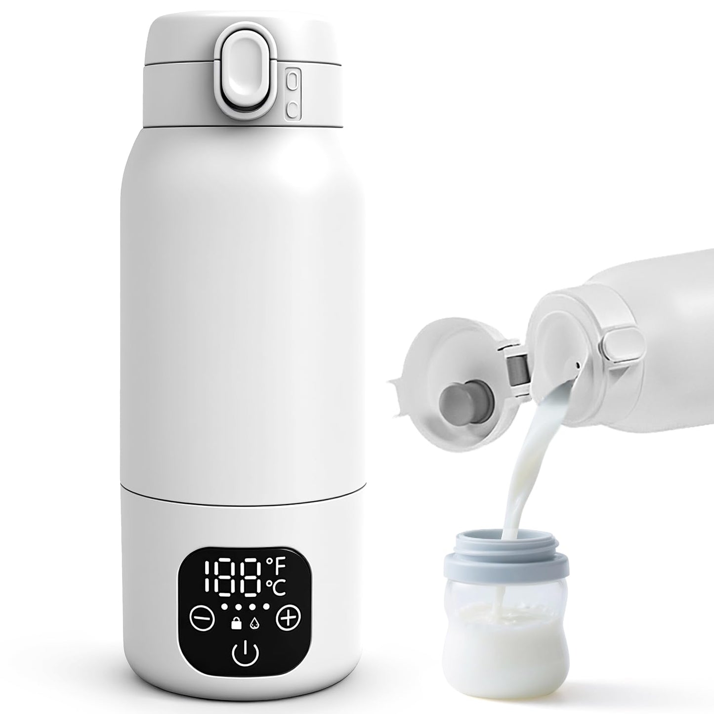Portable Bottle Warmer for Travel,Dual Heating Modes for Breast Milk & Water,Fast Heating & Precise Temp Control,17 Ounces Portable Bottle Warmer for Vehicle,car,Airplane Journey,Outdoors