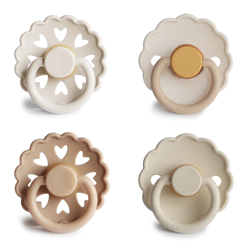 FRIGG Natural Rubber Baby Pacifier 4-Pack Snowflake Dream | Made in Denmark | BPA-Free (0-6 Months)