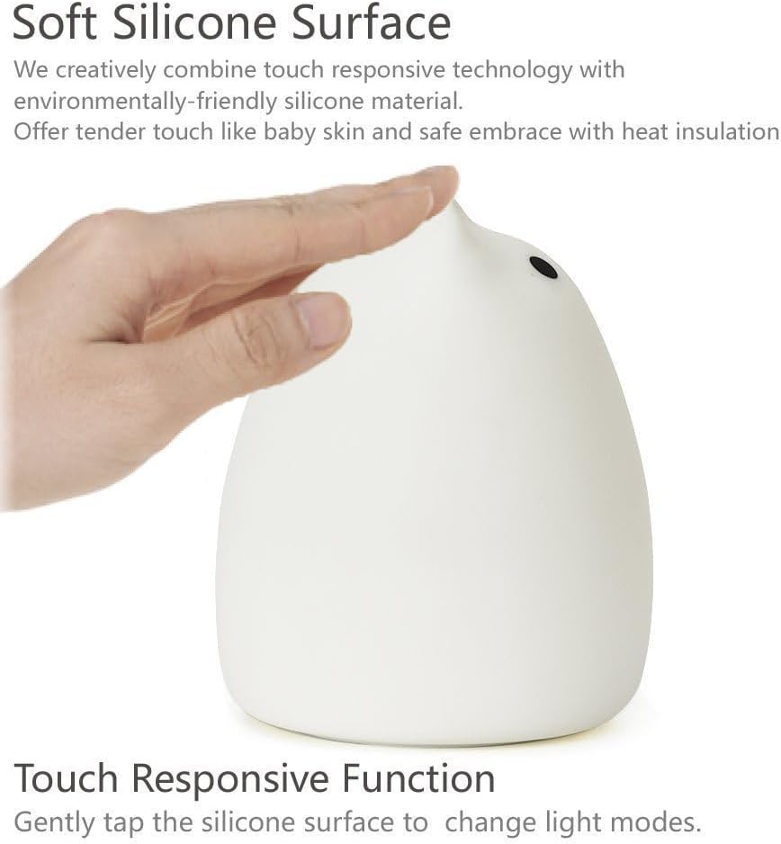 WoneNice Cute Kitty Night Light, Rechargeable Silicone Cute Lamp with Warm White & 7-Color Breathing Modes, Touch Sensor Control, Gift for Women Mom Teen Girls Kids Toddler Baby