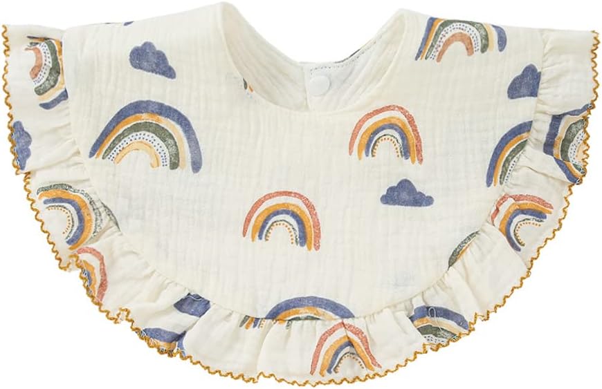 Nishine 4 pcs Unisex Baby Muslin Bandana Drool Bibs 360 Degree Rotatable Cotton Teething Feeding Drooling Bibs for Boy Girl
