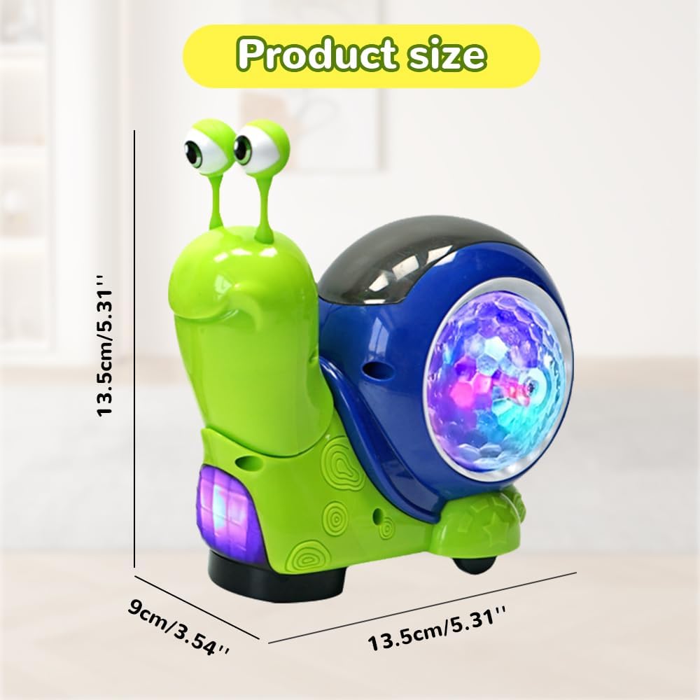 Glowing and Music Playing Crawling Snail, 2026 New Auto Moving Interactive Snail for Pet Play Dancing Musical (Green)