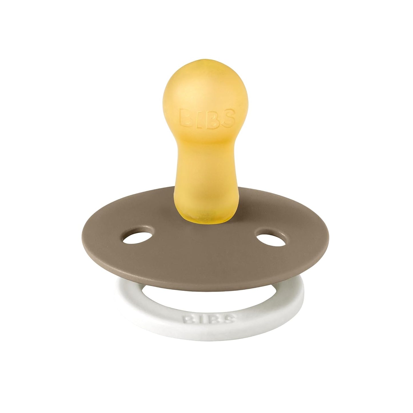 BIBS Pacifiers Colour Collection | Natural Rubber Baby Pacifier | Set of 2 BPA-Free Soothers | Made in Denmark | 6+ Months (Pack of 2) | Vanilla Night/Dark Oak Night