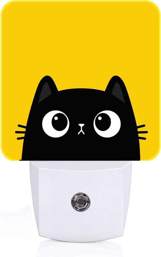 Black Cat Gaze Night Light,Plug-in Night Lights with Dusk-to-Dawn Sensor for Stairway,Hallway,Bedroom Sleep Friendly Ideal for Women/Girls/Boys Gift,0.5w