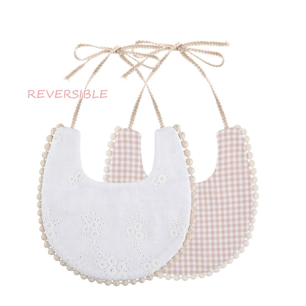 GZMM Baby Bib For Girls,Reversible Waterproof Handmade Natural Cotton Baby Drool Bib 0-12 months 4 Pack (floral mult-7, 0-12)