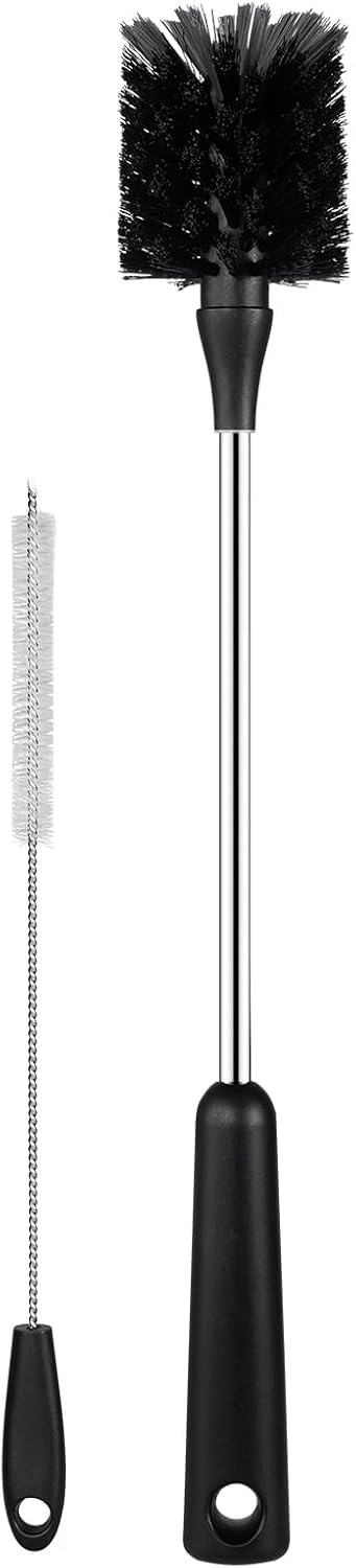 3 Pack Bottle Brush Set, Long Handle Baby Bottle Brush Cleaner with Straw Brush and Lid Brush, Water Bottle Scrubber, Kitchen Scrub Cleaning Brushes for Cups, Coffee Mugs, Tumblers, Thermos