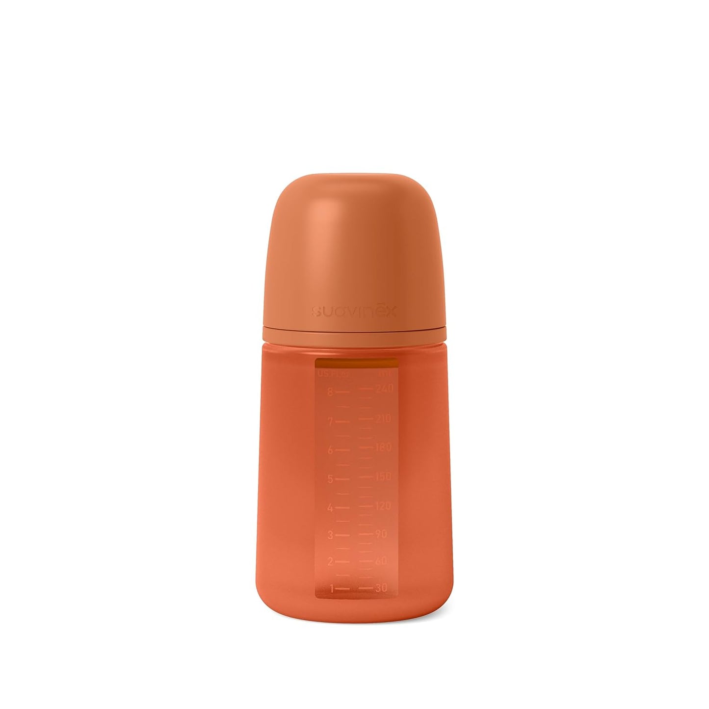 Suavinex Color Essence SX PRO Physiological Soft Flexible Silicone Baby Bottle, Anti Colic Baby Bottles, Supports Breast Feeding Babies, Made in Spain, Medium Flow, 8oz, Sunset Orange