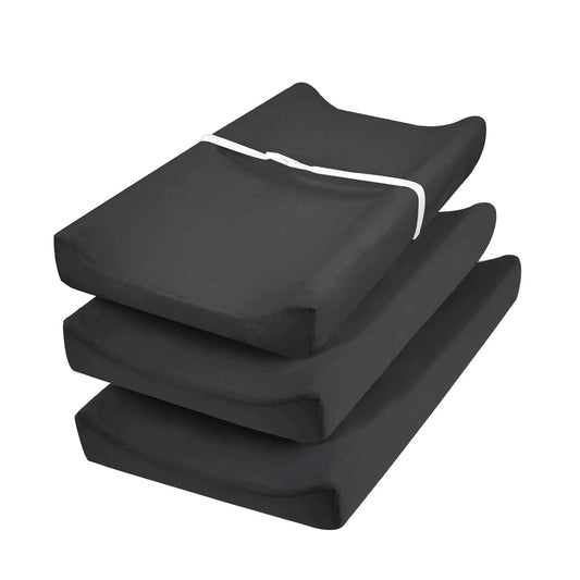 david's Kids 3 Pack Changing Pad Cover Set, Ultra Soft Breathable Cozy Microfiber Diaper Change Table Sheets for Baby Girls, Fit Most Changing Pads, Black
